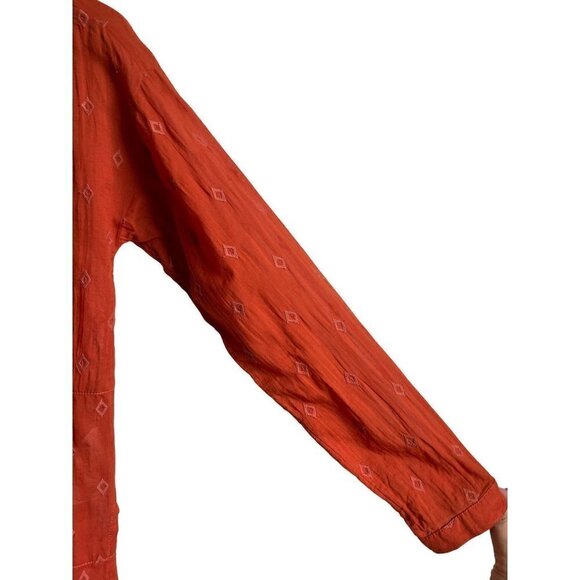 Anthropologie x Pilcro Orange Embroidered Peplum Boho Peasant Top Diamond XS - Picture 5 of 8